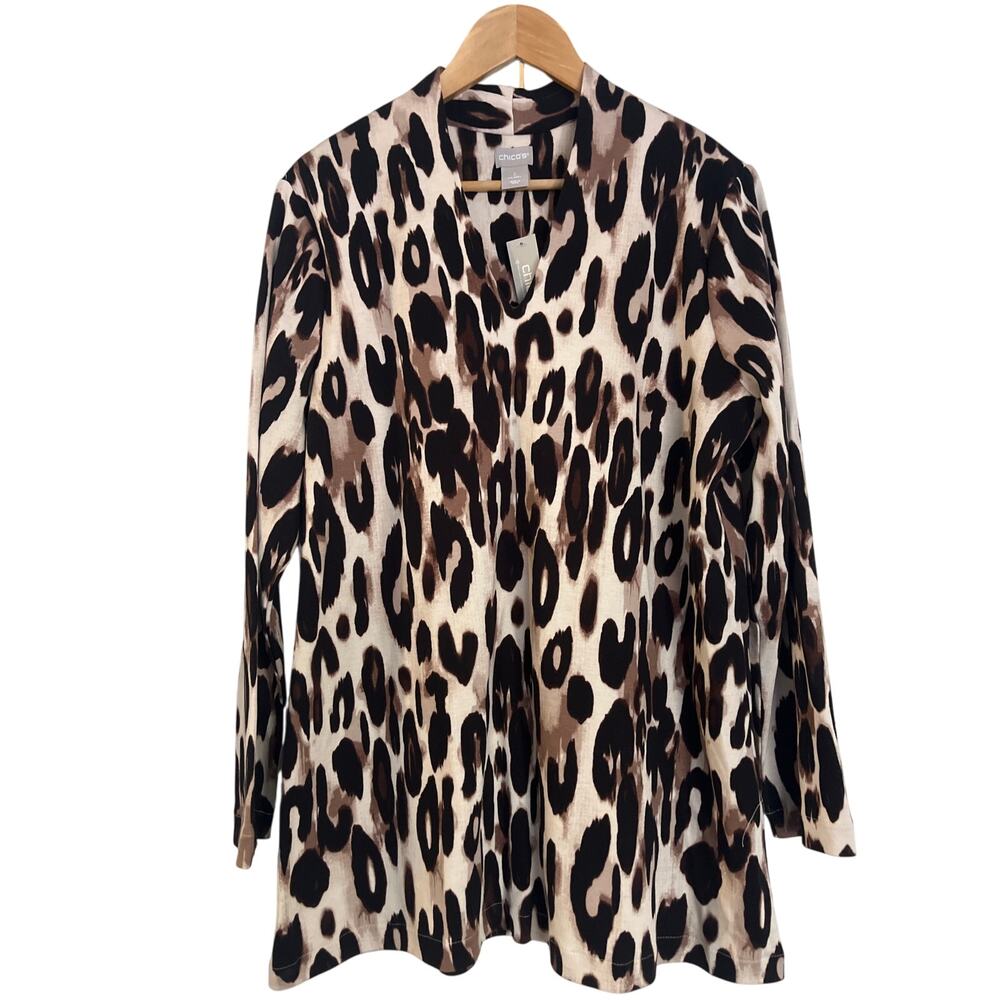 Chico’s Tunic Large (Size 2) Cheetah Print Nwt